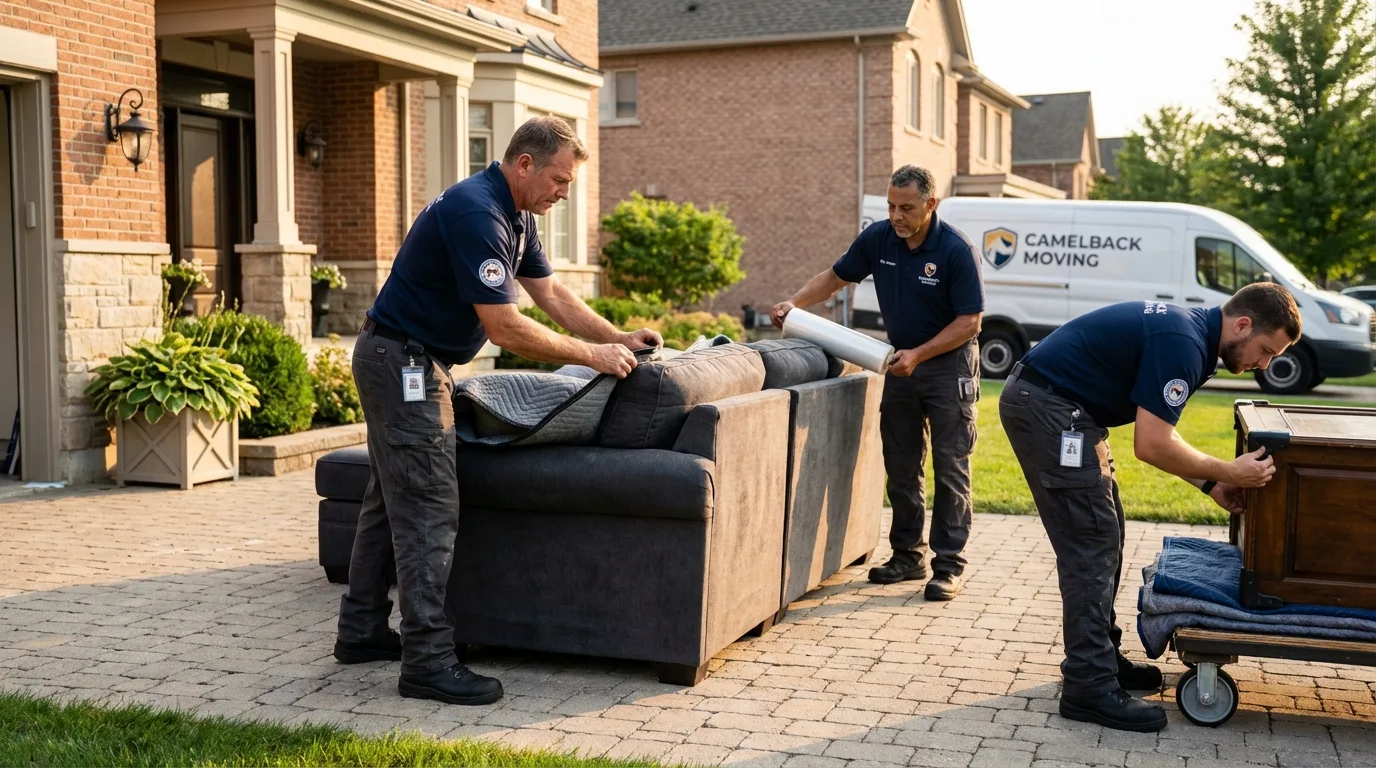 Large estate moving crew wrapping furniture in Vian, OK